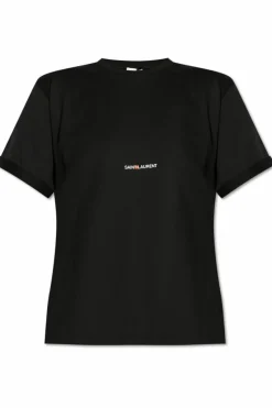Saint Laurent CZARNY T-shirt z nadrukiem z logo