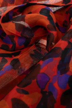 Saint Laurent CZERWONY Jedwabna chusta z motywem kwiatowym