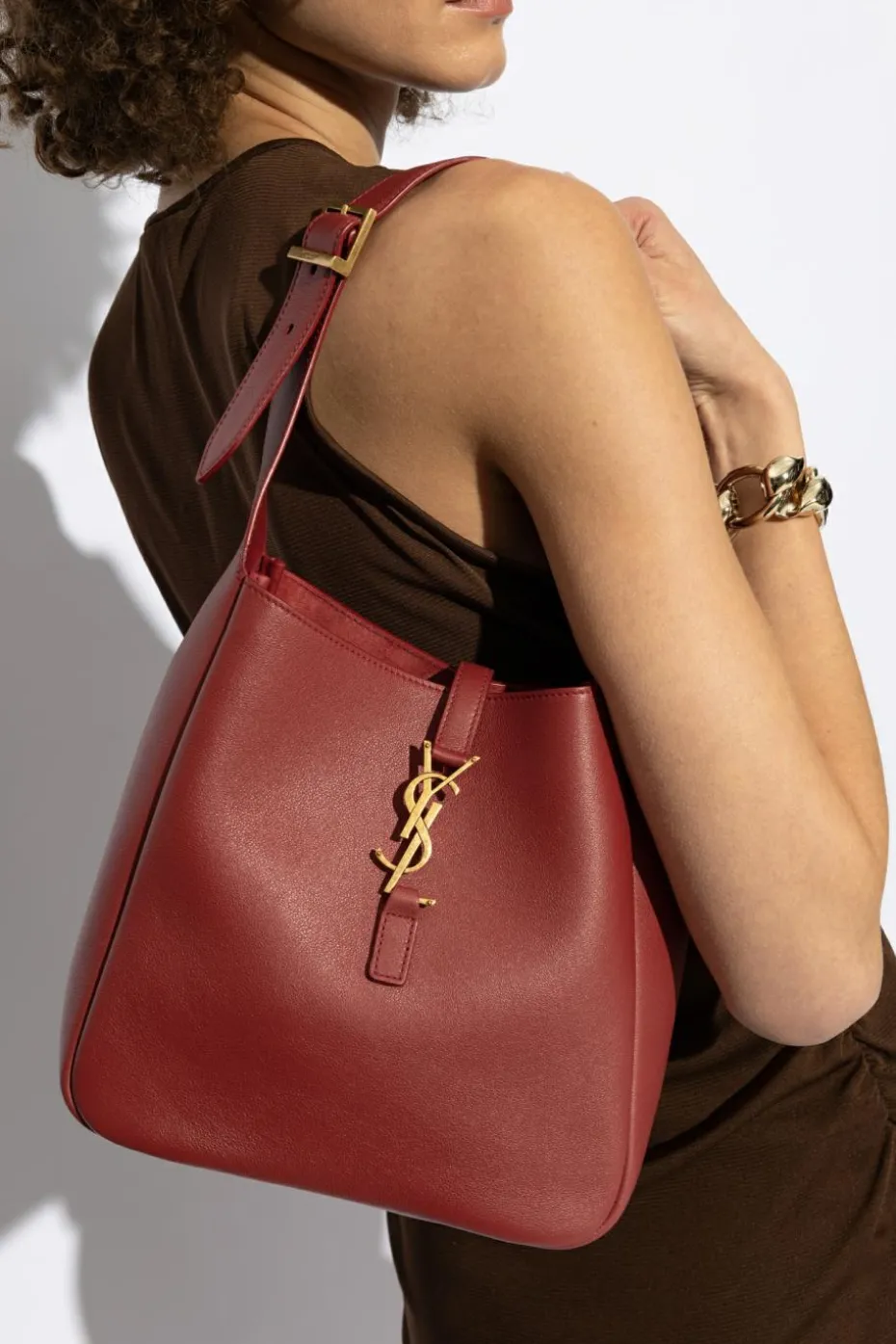 Saint Laurent CZERWONY Torba ‘Le 5 a 7 Small’ typu ‘bucket’