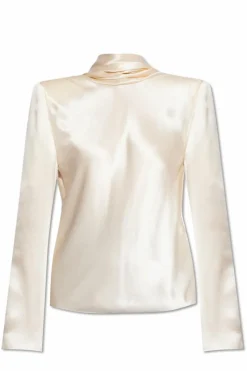 Saint Laurent kremowy Jedwabny top