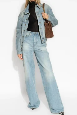 Saint Laurent NIEBIESKI Jeansowa kurtka typu ‘oversize’