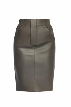 Saint Laurent SZARY Skórzana spódnica