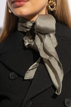 Saint Laurent ZIELONY Jedwabna chusta z logo