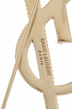 Saint Laurent ZŁOTY Broszka w kształcie logo