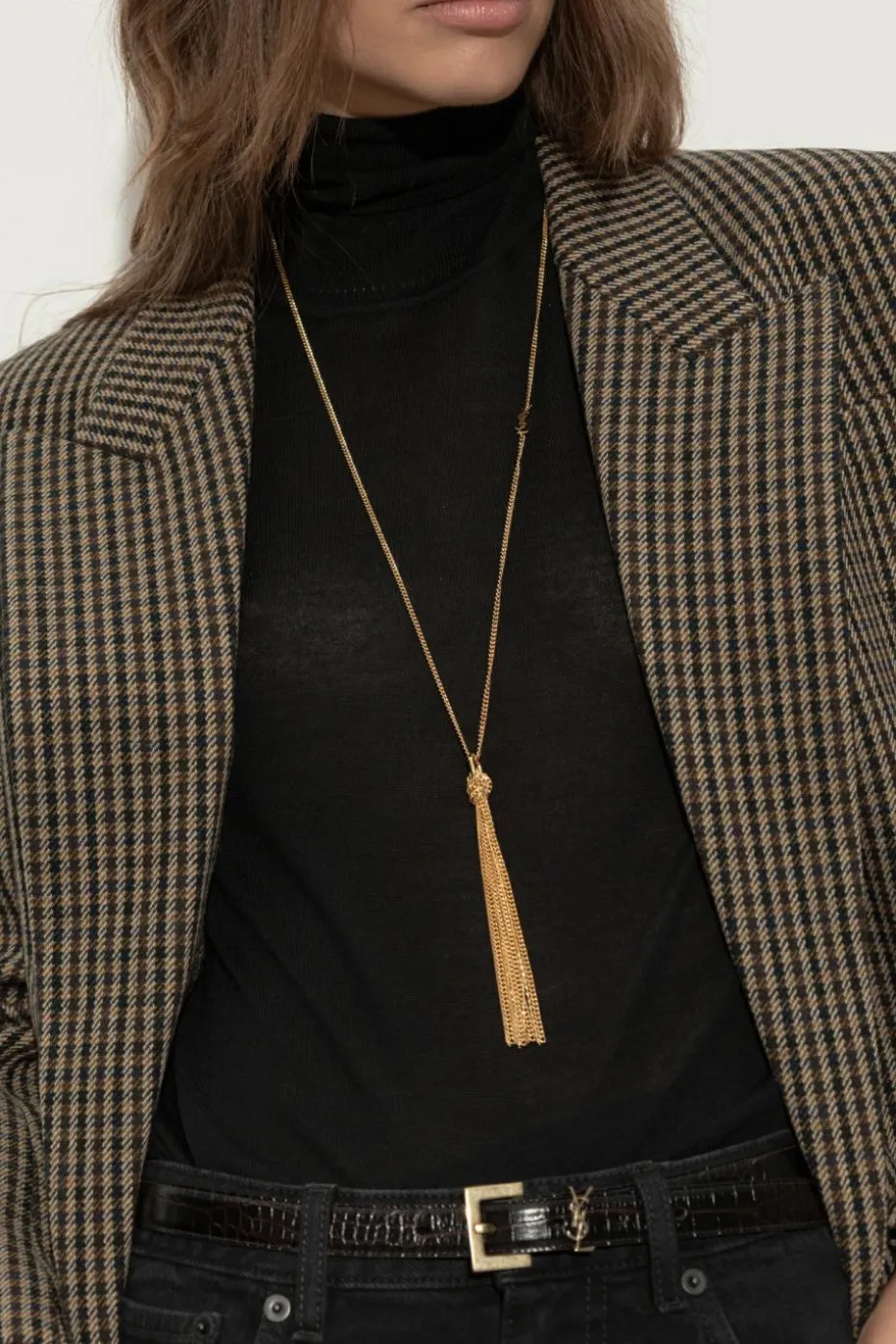 Saint Laurent ZŁOTY Naszyjnik z zawieszką