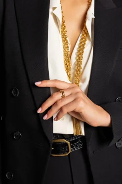 Saint Laurent ZŁOTY Pierścień z logo