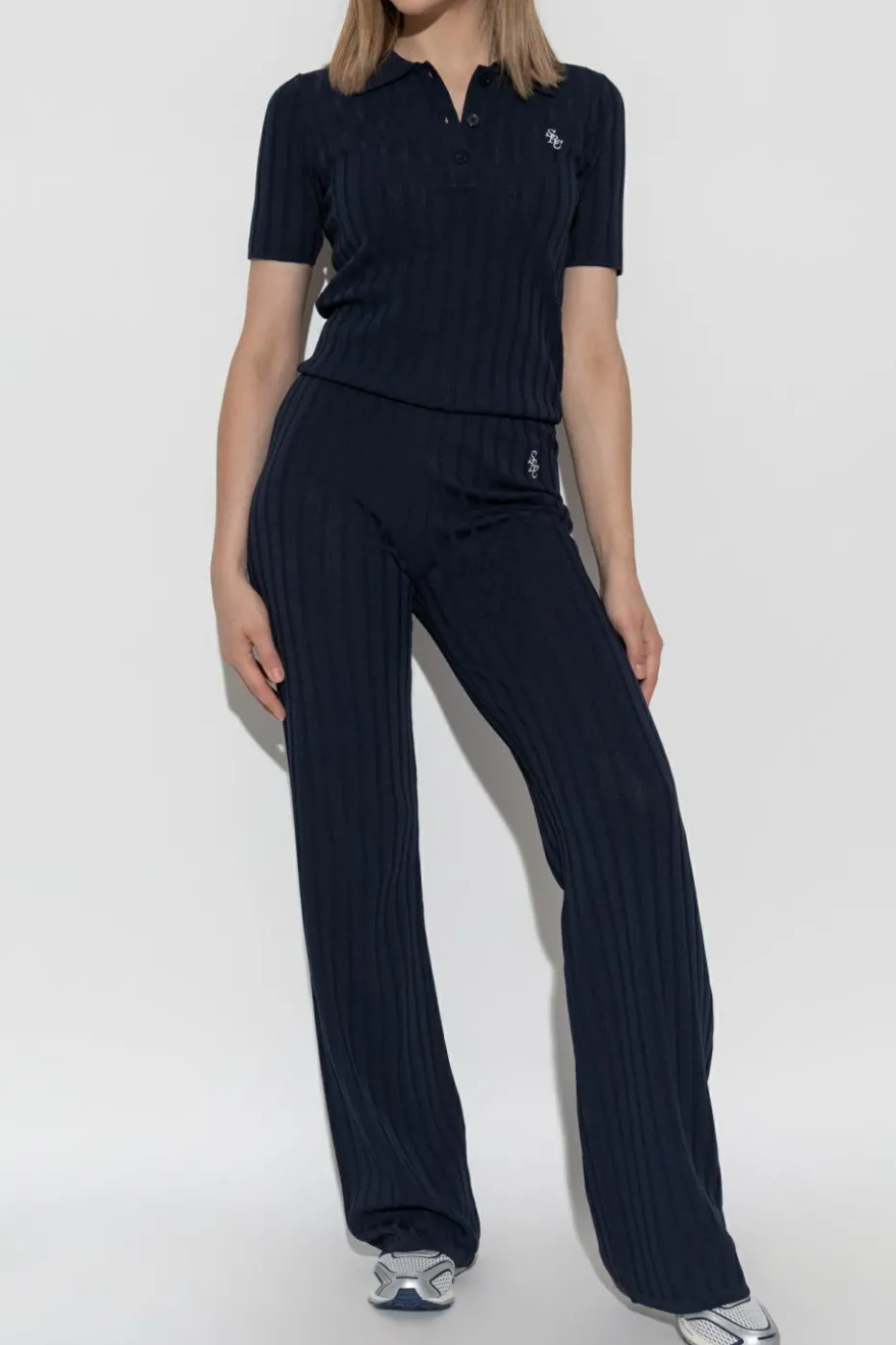 Sporty & Rich GRANATOWY Polo z kolekcji `Riviera`