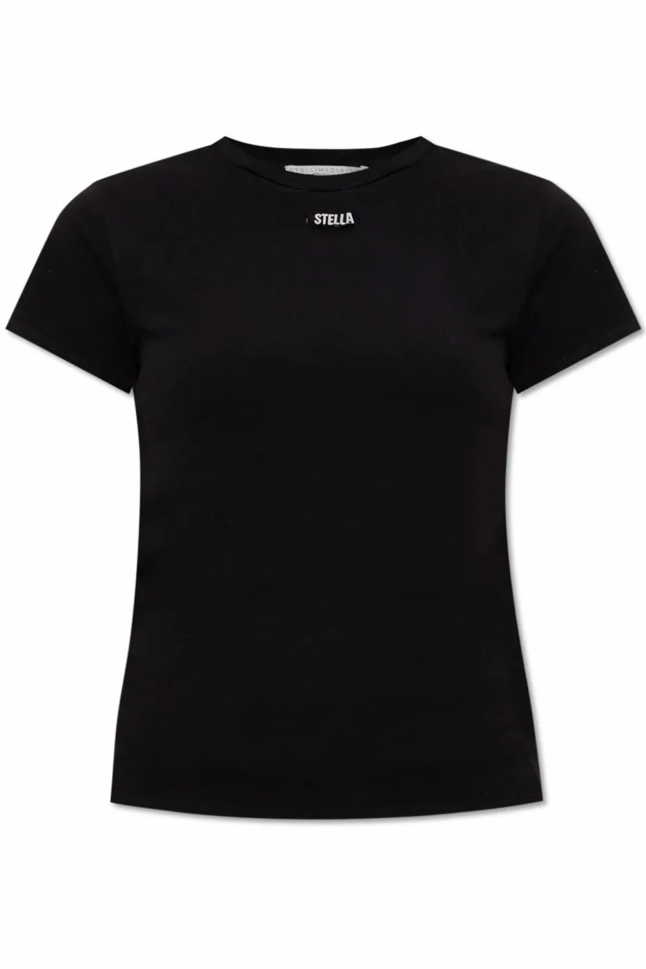 Stella McCartney CZARNY T-shirt z aplikacją w kształcie logo