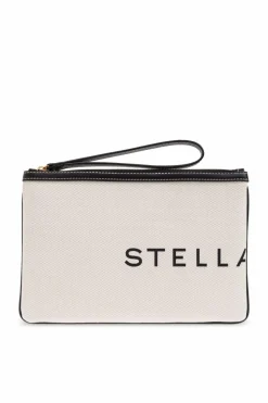 Stella McCartney kremowy Torba do ręki z nadrukowanym logo