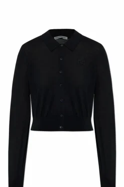 T by Alexander Wang CZARNY Wełniany kardigan z logo