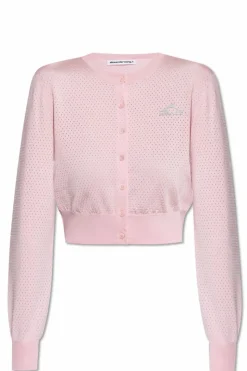 T by Alexander Wang RÓŻOWY Kardigan z nadrukowanym logo