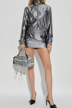 T by Alexander Wang SREBRNY Spódnica z szortami