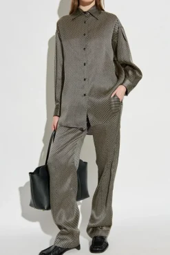 Tom Ford CZARNY Jedwabne spodnie ze wzorem w kropki