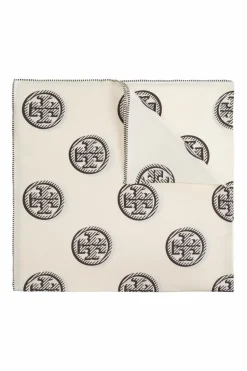 Tory Burch kremowy Jedwabna chusta z logo