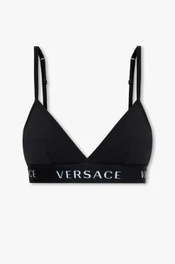 Versace CZARNY Biustonosz z logo