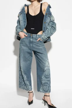 Versace CZARNY Body z wyszytym logo
