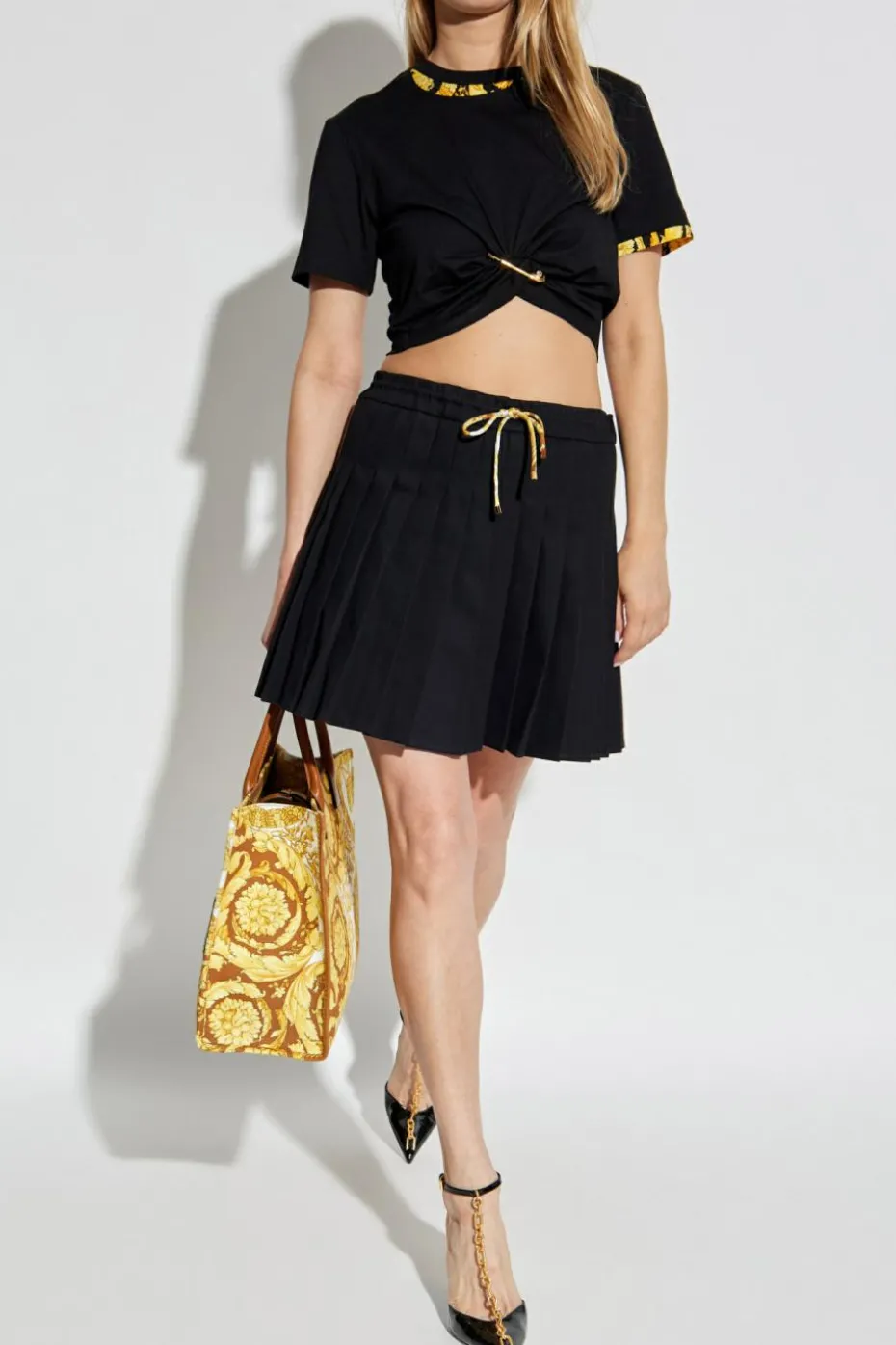 Versace CZARNY Plisowana spódnica