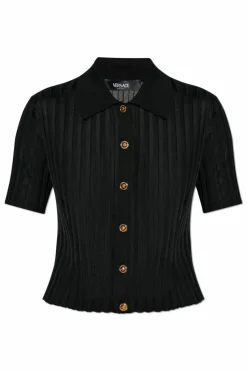 Versace CZARNY Prążkowany top