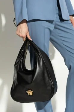Versace CZARNY Skórzana torba na ramię