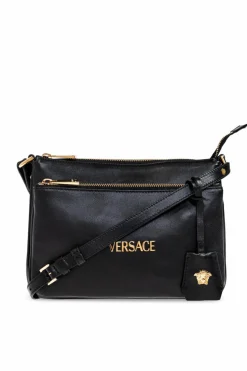 Versace CZARNY Skórzana torba na ramię