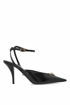 Versace CZARNY Skórzane buty na obcasie