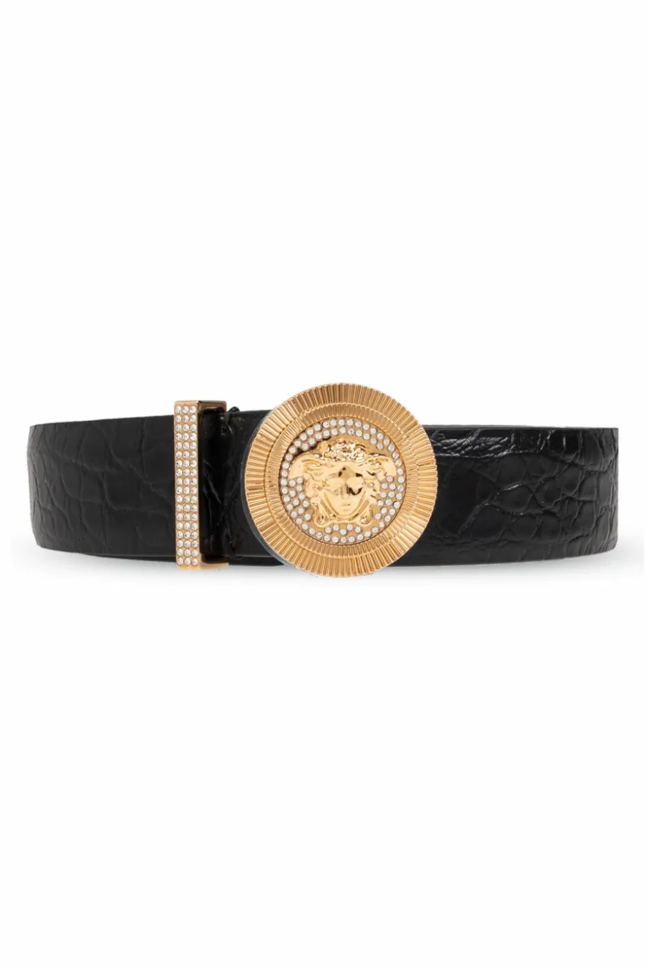 Versace CZARNY Skórzany pasek