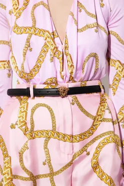 Versace CZARNY Skórzany pasek