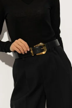 Versace CZARNY Skórzany pasek