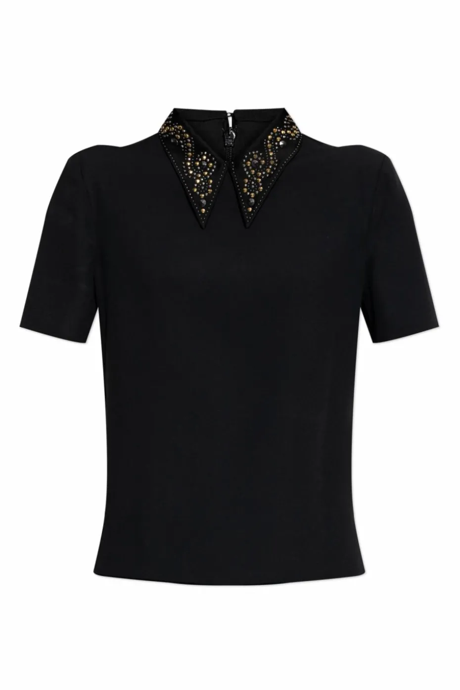Versace CZARNY Top z aplikacjami na kołnierzu