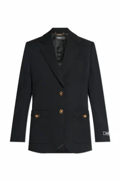 Versace CZARNY Wełniana marynarka