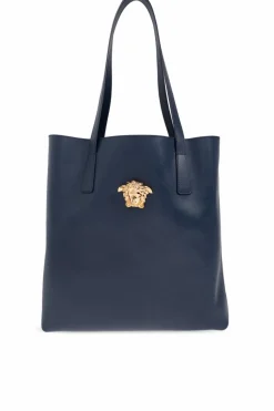 Versace GRANATOWY Skórzana torba typu `shopper`