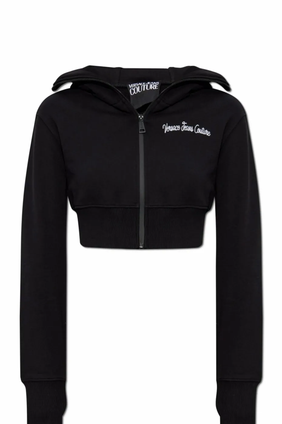 Versace Jeans Couture CZARNY Krótka bluza z kapturem