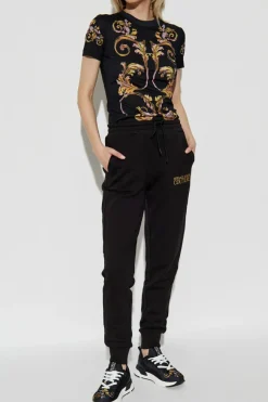 Versace Jeans Couture CZARNY T-shirt z nadrukiem `Barocco`