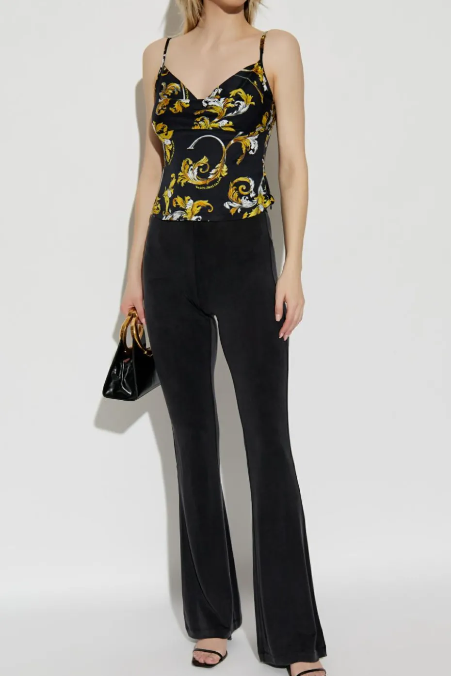 Versace Jeans Couture CZARNY Spodnie z rozszerzanymi nogawkami