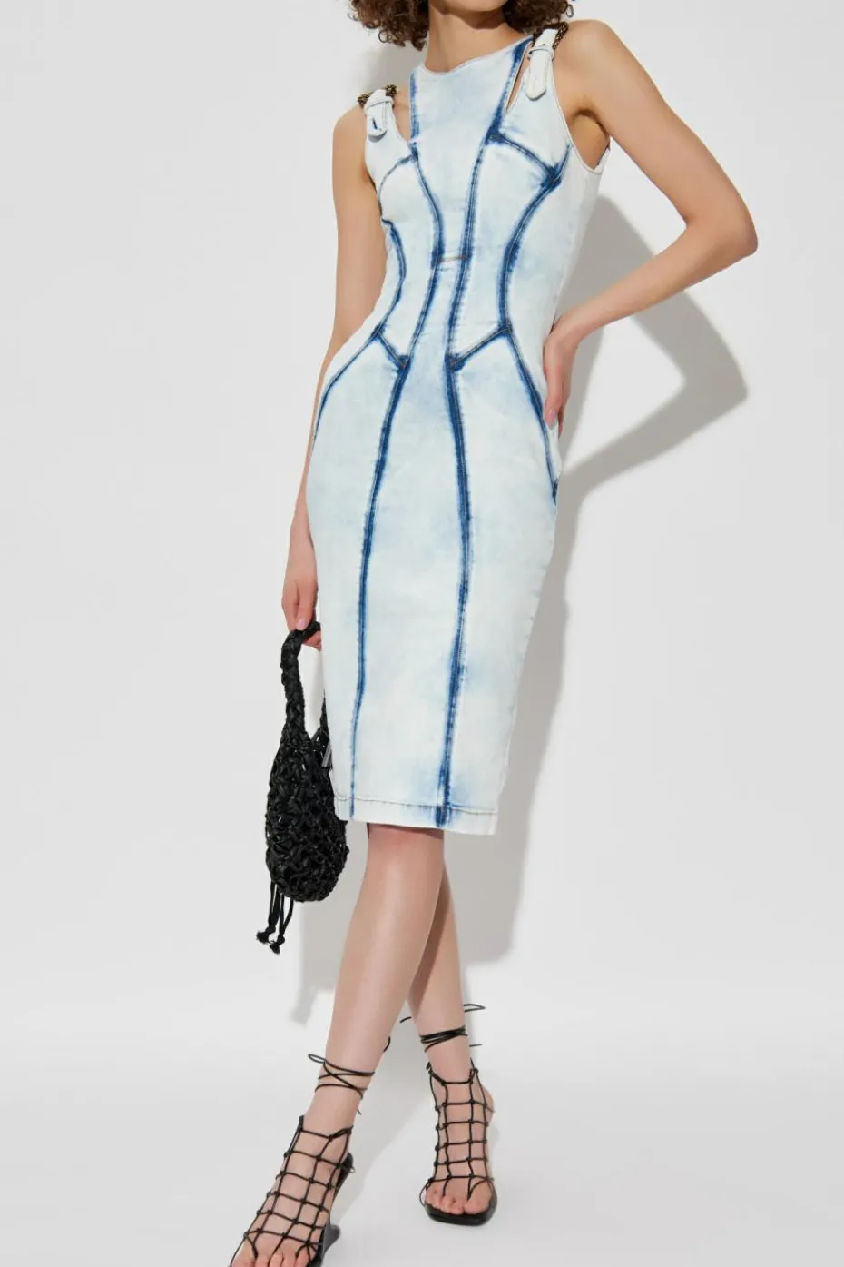 Versace Jeans Couture jasnoniebieski Jeansowa sukienka o ołówkowym kroju