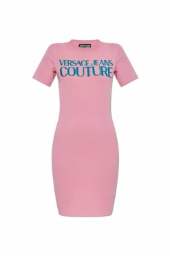 Versace Jeans Couture RÓŻOWY Sukienka z nadrukowanym logo