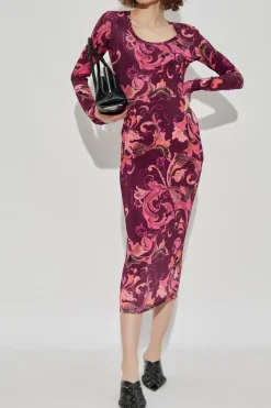 Versace Jeans Couture RÓŻOWY Sukienka z nadrukiem `Barocco`
