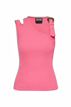Versace Jeans Couture RÓŻOWY Prążkowany top