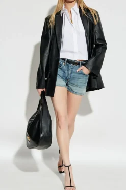 Versace NIEBIESKI Jeansowe szorty z efektem `vintage`