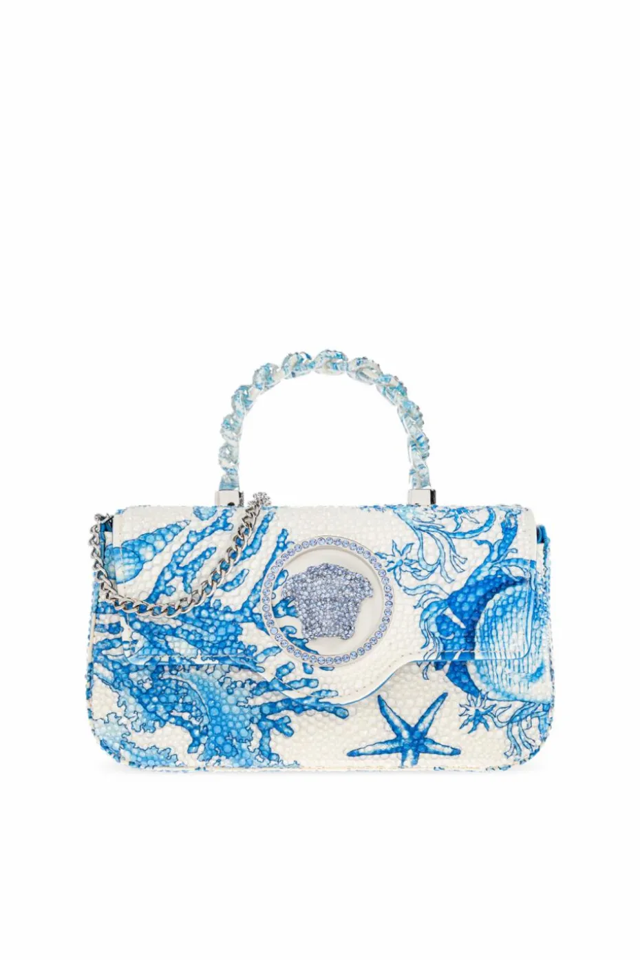 Versace NIEBIESKI Torba do ręki z połyskującymi aplikacjami