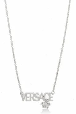 Versace SREBRNY Naszyjnik z zawieszką w kształcie logo