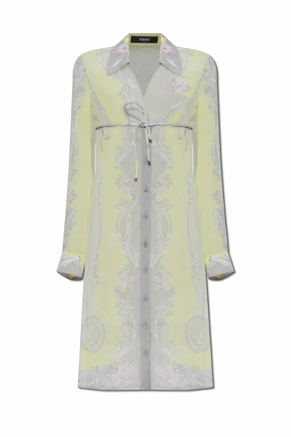 Versace ŻÓŁTY Sukienka z nadrukiem `Medusa Cameo`