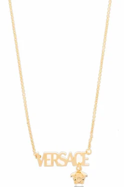 Versace ZŁOTY Naszyjnik z zawieszką w kształcie logo