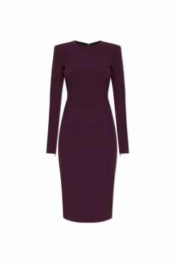 Victoria Beckham FIOLETOWY Sukienka z poduszkami na ramionach