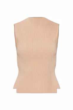 Victoria Beckham POMARAŃCZOWY Prążkowany top