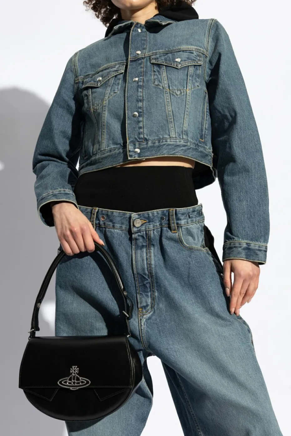 Vivienne Westwood CZARNY Skórzana torba na ramię