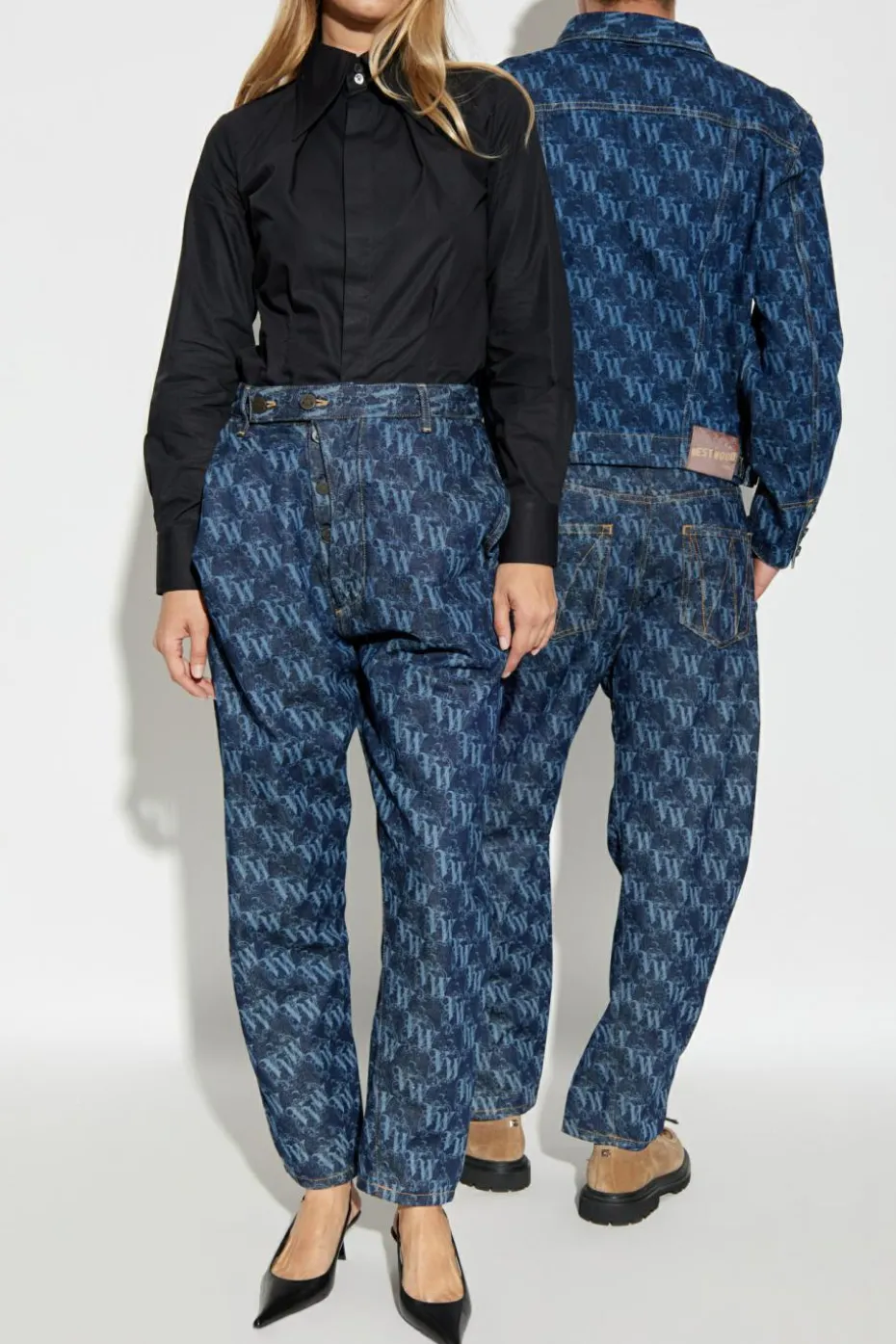 Vivienne Westwood GRANATOWY Jeansy typu ‘baggy’ z logo