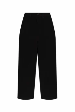 Yohji Yamamoto CZARNY Spodnie z szerokimi nogawkami