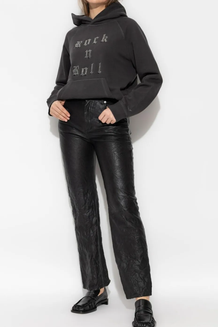 Zadig & Voltaire CZARNY Skórzane spodnie `Evy`